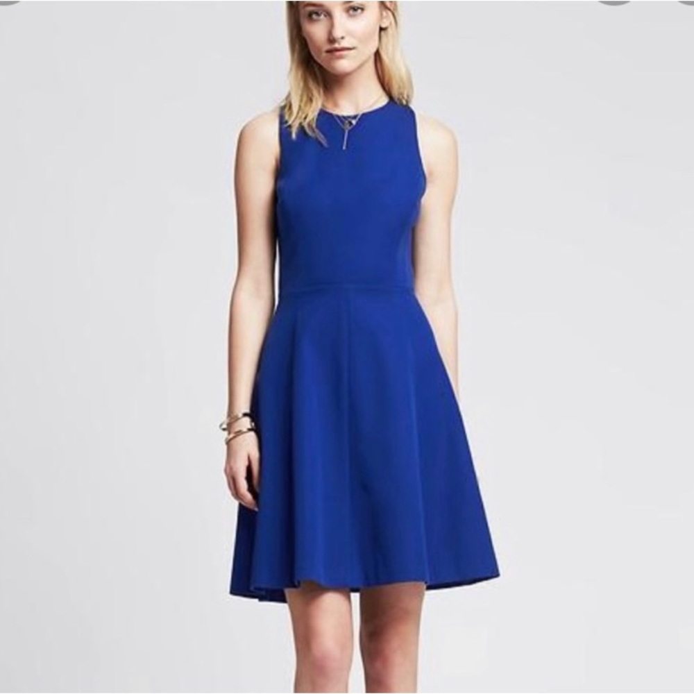 Banana Republic Women's Blue Sleeveless A Line Fit & Flare Business Dress, 4